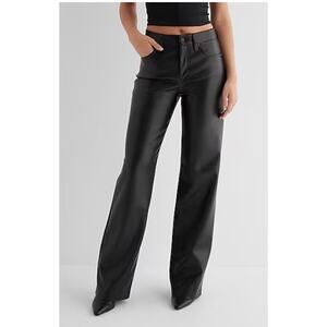 NWT Express Black Faux Leather Wide Leg Pants Sz 8 R Going Out Mob Wife Sexy